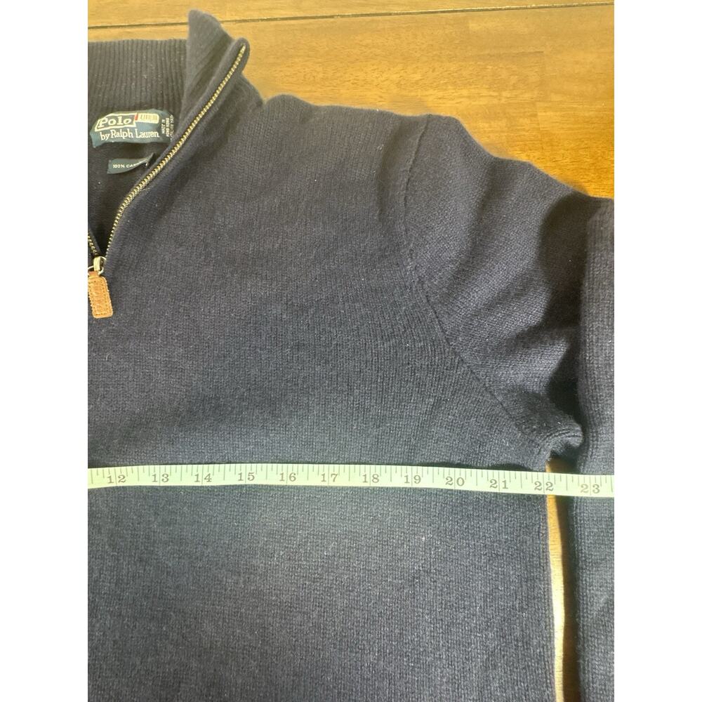 Vtg Polo Ralph Lauren 100% Cashmere Quarter Zip Sweater Navy Blue Men’s Large L - Picture 9 of 11